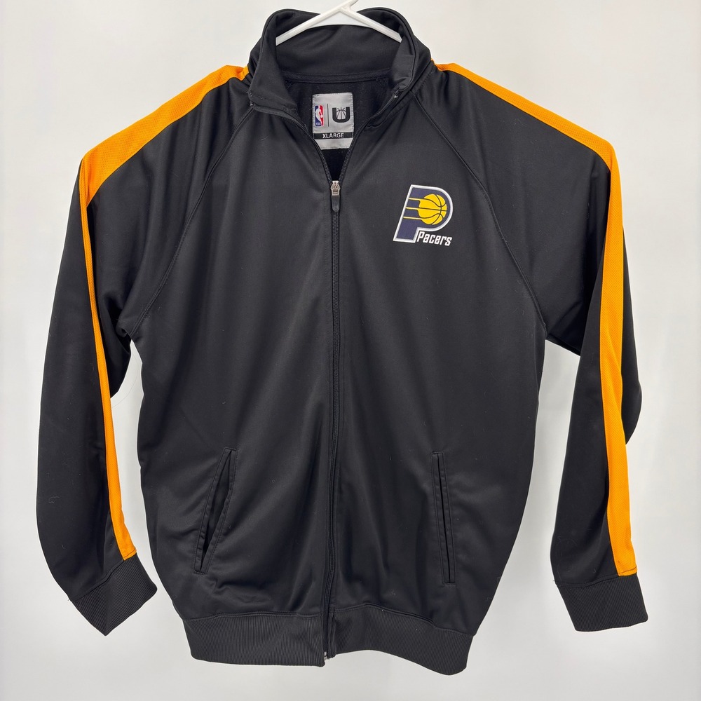 NBA UNK Indiana Pacers‎ Track Jacket Mens XL Black Orange Excellent Full Zip NBA